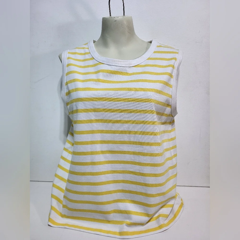 NWT Fig Newport Sleeveless Top - White & Yellow Stripped - Picture 1 of 7